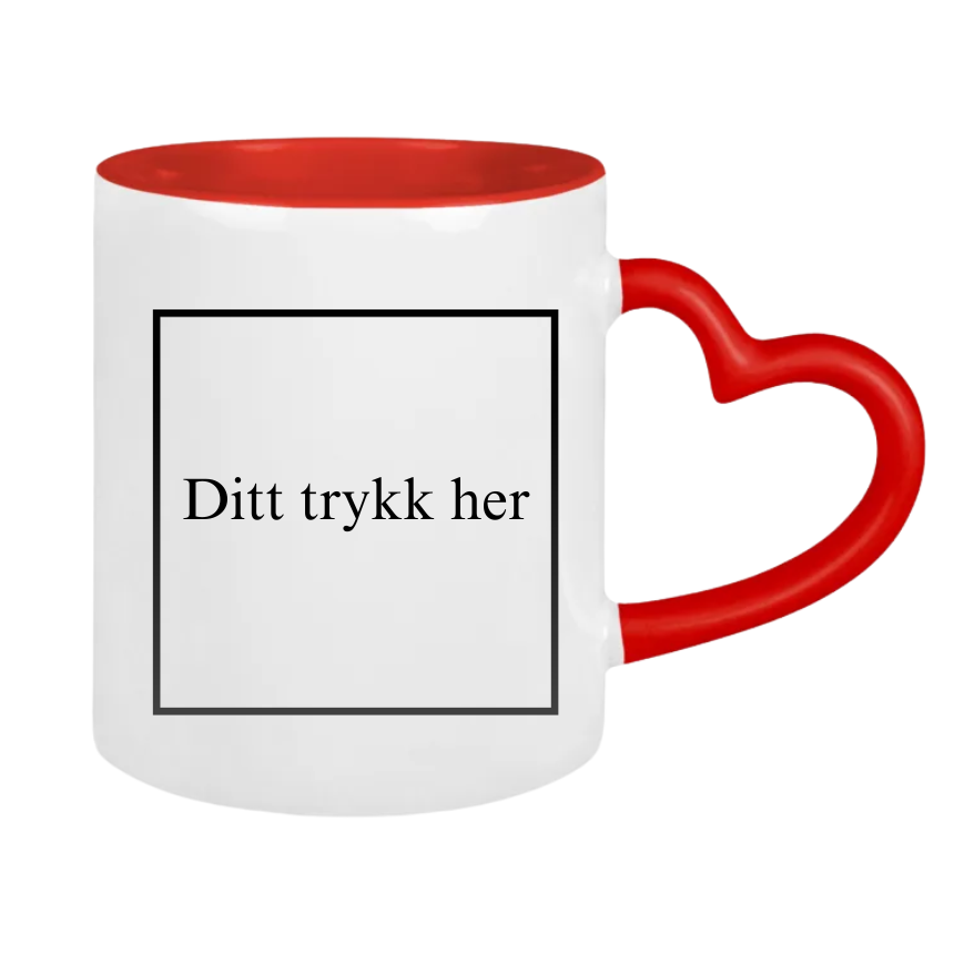 Tofarget krus med hjerteformet håndtak